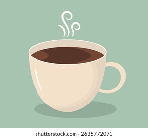 Steaming cup of hot coffee, vector eps10 illustration