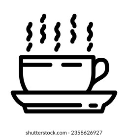 steaming cup line icon vector. steaming cup sign. isolated contour symbol black illustration