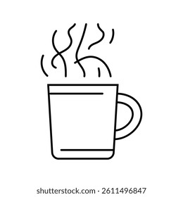 steaming cup line icon vector. steaming cup sign. isolated contour symbol black illustration