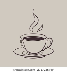 Taza y platillo al vapor centrados en un cuadrado neutro para sugerir un descanso de bebida caliente.