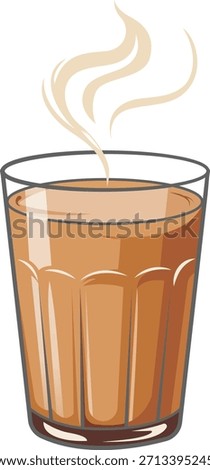 A steaming glass of warm milk tea with rich color, perfect for café branding, beverage 
menus, posters, ads, packaging, and cozy-themed social media visuals.