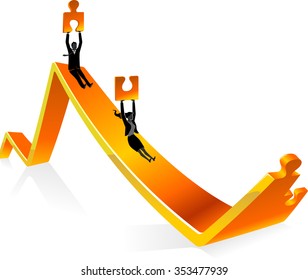 Steaming For Growth Solution-Conceptual Illustration Of Graph About To Bounce Back Economy After A Huge Slide