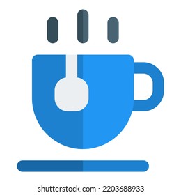 Steaming hot beverage with tea bag