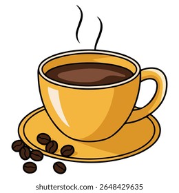 Steaming hot coffee cup doodle style animation isolated vector illustration on white background