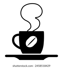 Steaming hot coffee cup icon: cafe and hot drinks concept