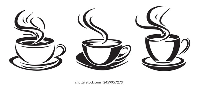 Steaming Hot Coffee Cup Trio