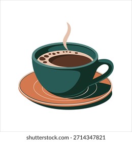 dampfende heiße Kaffeetasse, Vektorgrafik einzeln auf weißem Hintergrund