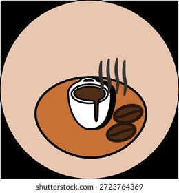 Steaming Hot Drink Cup Outline ícone, café ou chá, vetor monocromático simples