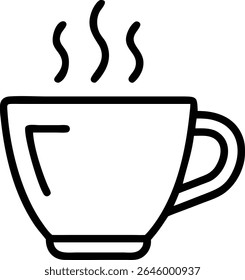 A steaming hot drink in a cup, perfect for coffee, tea, or hot chocolate. A simple vector icon for beverage and relaxation concepts.