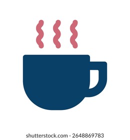 Steaming hot drink vector silhouette icon illustration.