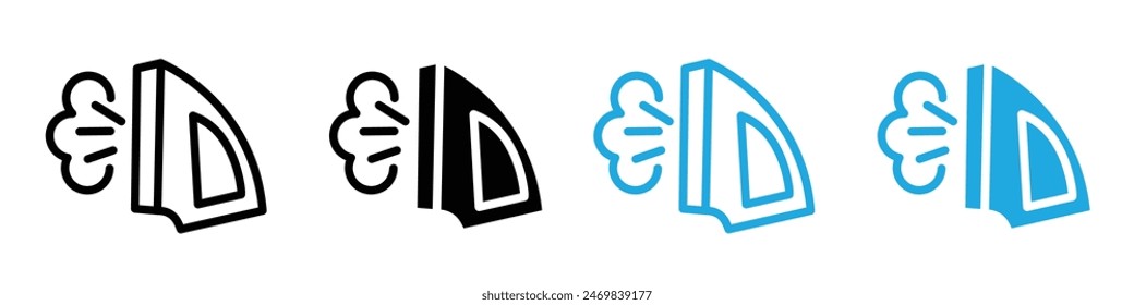 Steaming iron icon logo set vector