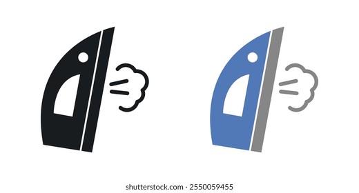 Icono de hierro al vapor en versión negra y coloreada