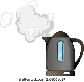 A steaming kettle releasing vapor into the air