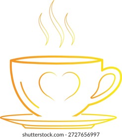Dampfende Kalktee-Tasse mit einem Herzdesign auf einer Untertasse, symbolisiert Wärme und Liebe