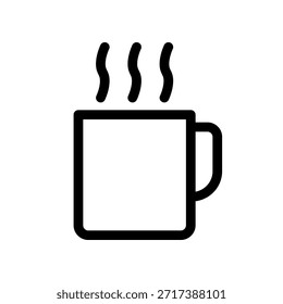 Steaming Mug Icon. Minimal Coffee Cup For Kitchen, Home, Office And Breakfast Use