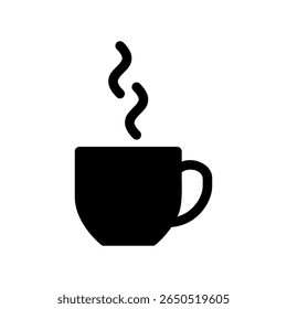 Steaming mug pictogram representing a freshly brewed hot beverage