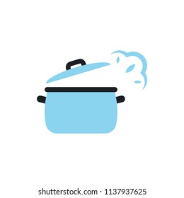 steaming pan vector icon