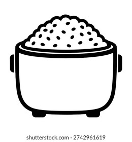 Steaming rice cooker with fluffy cooked rice in a minimalistic white appliance