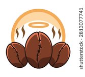 Steaming Roasted Coffee Beans with Halo Vector Illustration Heavenly Coffee Aroma Graphic