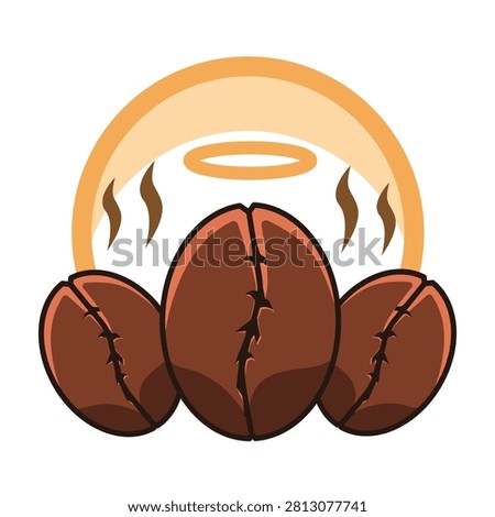 Steaming Roasted Coffee Beans with Halo Vector Illustration Heavenly Coffee Aroma Graphic
