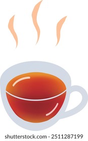 steaming rooibos tea in a tranparent glass cup 