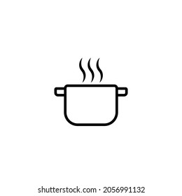 Steaming saucepan line icon. Pot, pan, open lid, hot. Cooking concept. Vector illustration can be used for topics like kitchen, kitchenware, stew, cookery