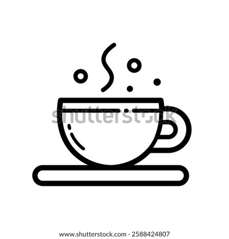 Steaming Tea Cup Outline Icon Isolated On White Background