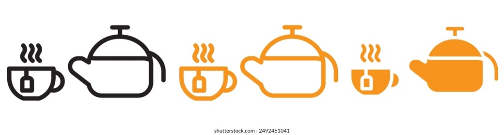 Steaming Teapot with Teabag on Cup Icon for Tea and Beverage Graphics Perfect for Representing Tea Service and Hot Beverages
