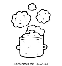 steaming traditional old cooking pot cartoon