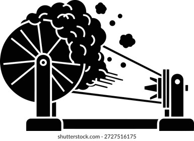 Steam-powered machine in operation isolated on white background, Vector