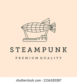 steampunk airship line art logo vector symbol illustration design