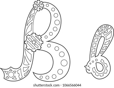 steampunk alphabet, letter b