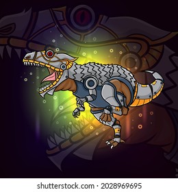 Der Steampunk des alten Tierparasaurolophus esport Maskottdesign der Illustration