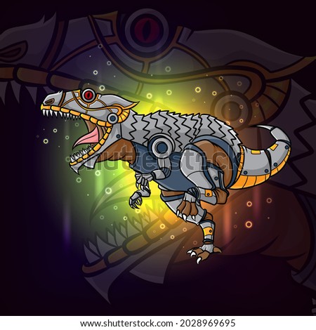 The steampunk of ancient animal parasaurolophus esport mascot design of illustration