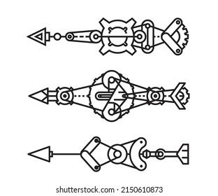 conjunto de ilustraciones de líneas vectoriales de flechas de vapor punk