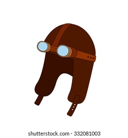 Steampunk aviator hat with goggles in doodle style