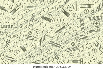 Steampunk. Background. Contour image of fasteners. Vector illustration.