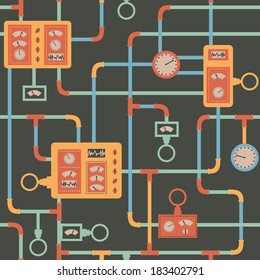 Steampunk background. Industrial seamless pattern. Vector Illustration. 