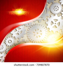 Steampunk background with mechanical gears and weels for business infographic card. Vector illustration