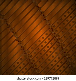 Steampunk background of thin metal plates in shades of brown. Vector illustration