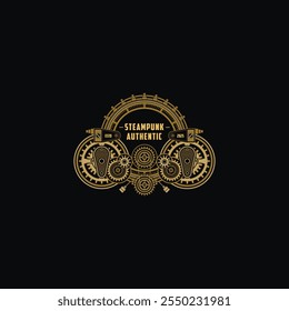 Insignia de Steampunk perfecta para el logotipo con detalle estilo círculo de engranajes