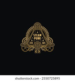 Selo Steampunk perfeito para o logotipo com detalhe círculo de engrenagem