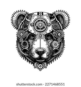 Steampunk Bear Head Logo is a playful and whimsical fusion of the beloved bear and the intricate details of steampunk fashion