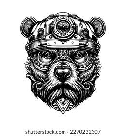 steampunk bear head is a unique and eye-catching design that combines the ruggedness of a bear with the intricate details of steampunk machinery