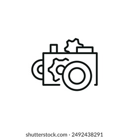 Steampunk camera icon. Simple steampunk camera icon for social media, app, and web design. Vector illustration.