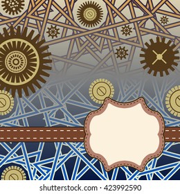 Steampunk card.Vector mechanical background. Stylized collage with gear wheels.