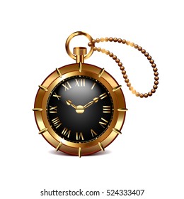 Steampunk clock isolated on white photo-realistic vector illustration