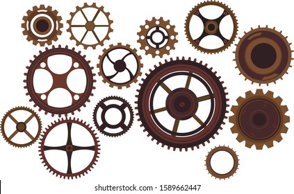 Steampunk cogs and gears, vintage wheels