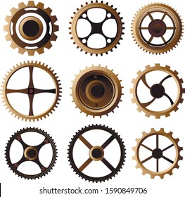 Steampunk cogs and gears, vintage wheels