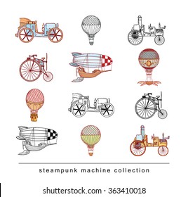 Steampunk collection, hand drawn vector illustration.